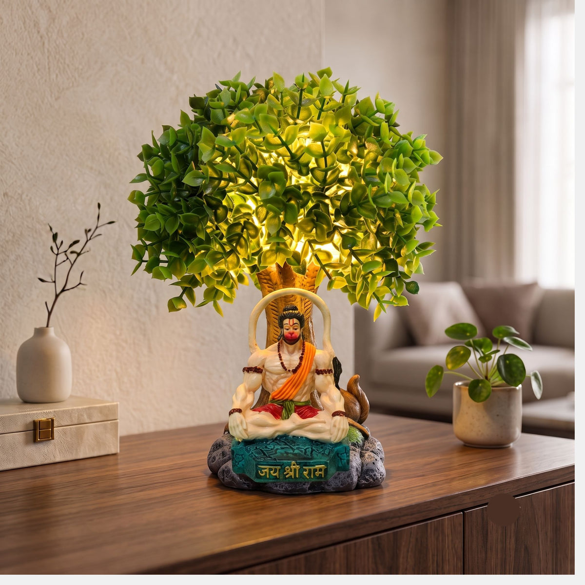 Artificial Bonsai Tree with Lord Hanuman Idol | Lucky Home Decor