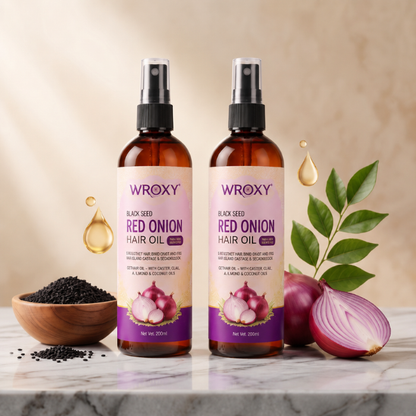WROXY Red Onion & Black Seed Hair Oil for Hair Fall Control & Deep Growth (Pack of 2)