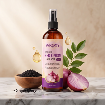WROXY Red Onion & Black Seed Hair Oil for Hair Fall Control & Deep Growth