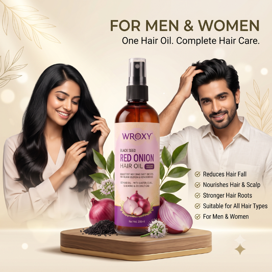 Wroxy Hair Fall Control Oil | Red Onion + Black Seed | 200ml (Pack of 2)